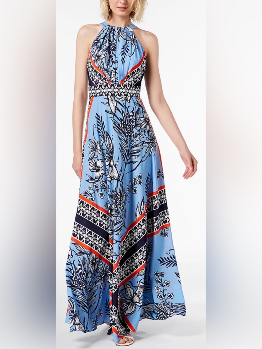INC Blue Floral Sleeveless Women's Dress